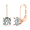 thumbnail image 2 of 1 Ct Round Cut Drop Dangle White Sapphire 18K Rose Solid Solid Gold Everyday Dainty Earrings Lever Back, 2 of 7