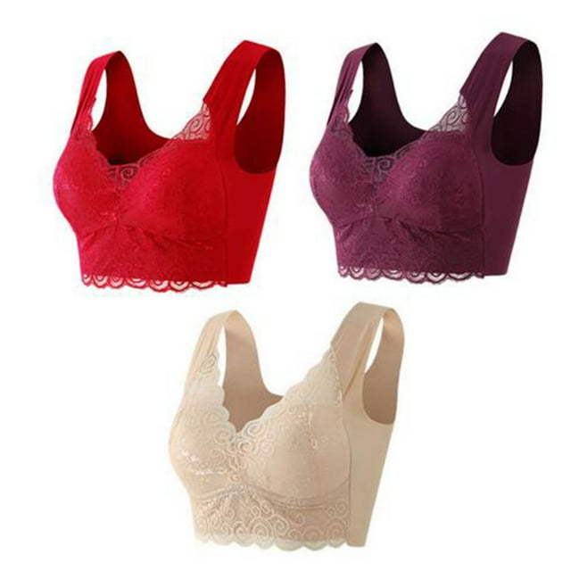 Timegard Plus Size Bras for Women Full-Coverage High Support Lace Wireless Comfortable Everyday Bras