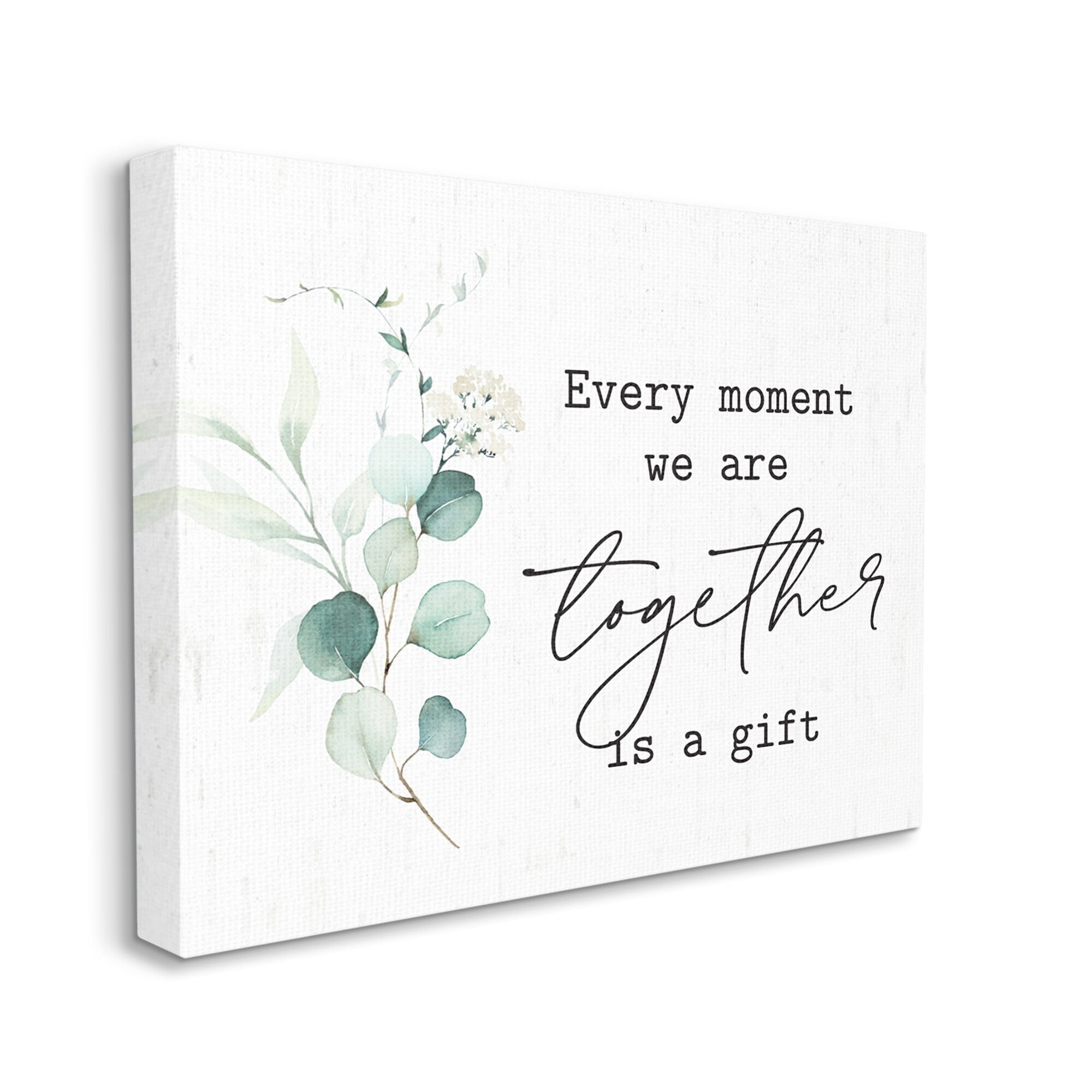 Stupell Industries Romantic Together Typography Phrase Eucalyptus Floral Blossoms Graphic Art Gallery Wrapped Canvas Print Wall Art, Design by Lettered and Lined