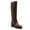 Saddle Brown, variant on FSJ Women Round Toe Knee High Boots Side Zipper Pull on Chunky High Heels Comfortable Daily Walking Boots Size 8 Saddle Brown