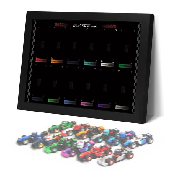 Display Board Compatible with Lego 66796 & 71049 Sets -f1 Race Cars, Wall Mount or Tabletop Display Case Holding 12 Models for Adult & Kids Collectibles, Cars not Included (Black)