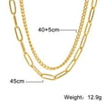 thumbnail image 4 of EUEAVAN Double Layer Stainless Steel Chain Combination Necklace Gold, 4 of 6