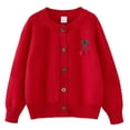thumbnail image 2 of RXIRUCGD Industrie Lourde Cardigan Tricoté au Crochet à la Main pour Filles en Coton à Col Rond Chandail Veste pour Enfants ( Rouge, Taille : 3 Ans ), 2 of 3