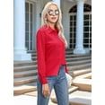 thumbnail image 5 of Super Soft Wrinkle Free Button Down Shirts for Women Solid Long Sleeve Striped Formal Work Dress Blouses Tops Red XXXL, 5 of 9