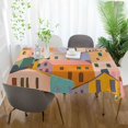 thumbnail image 3 of Yayeee Tablecloths 60" x 108" Rectangle Wrinkle Resistant Party Table Cover, Orange Cityscape Painting, 3 of 8
