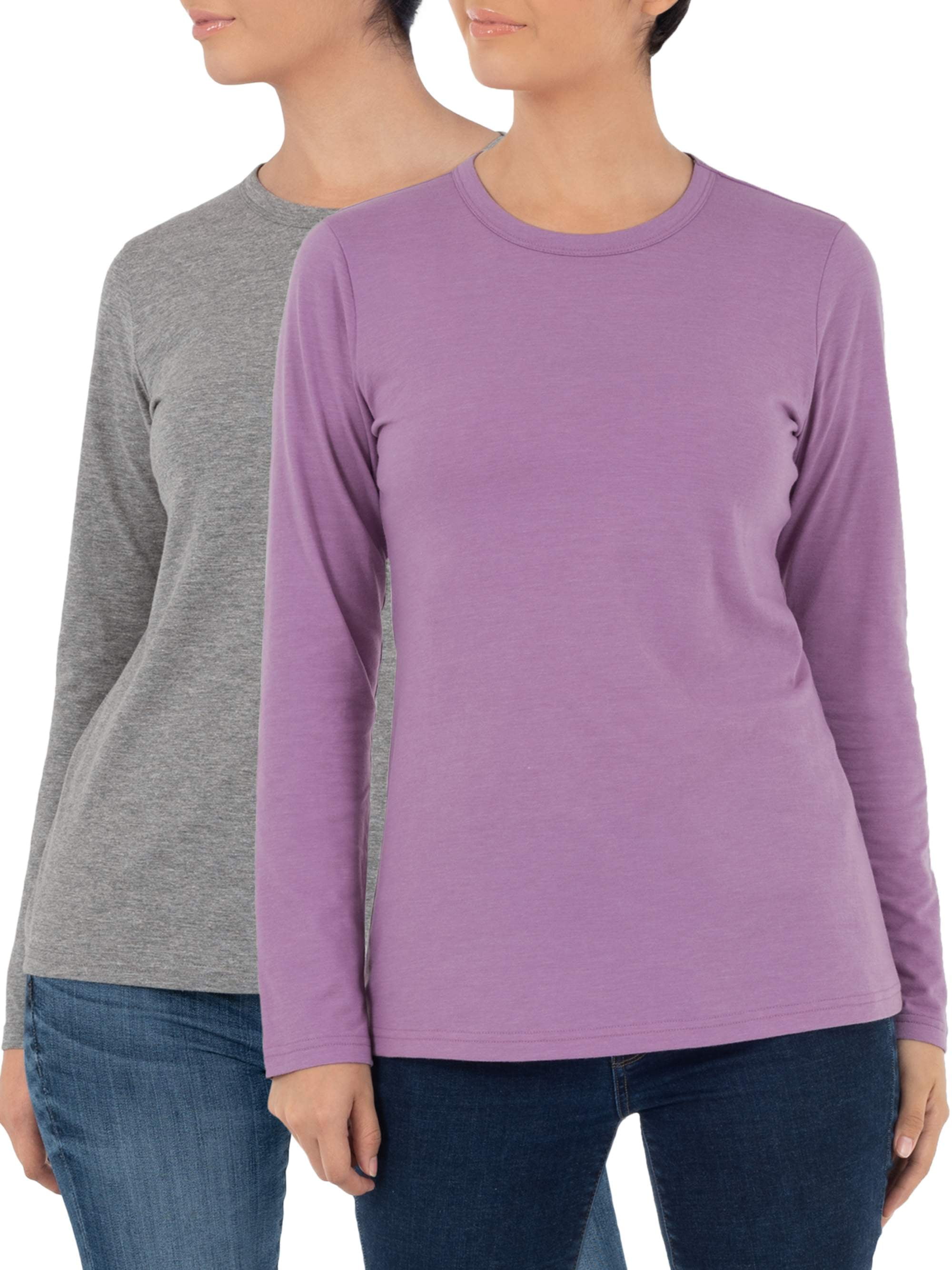 Time and Tru Women's Long Sleeve Crewneck T-Shirt, 2-Pack - Walmart.com