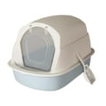 thumbnail image 1 of Hooded Cat Kitten Potty Enclosed Cat Toilet Reusable Anti Splashing with Front Gray, 1 of 9