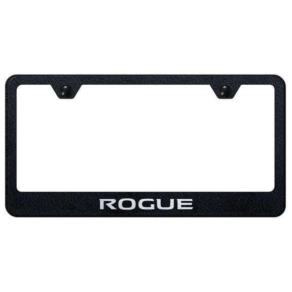 Nissan Rogue Laser Etched Logo Stainless Steel License Plate Frame (Rugged Black)