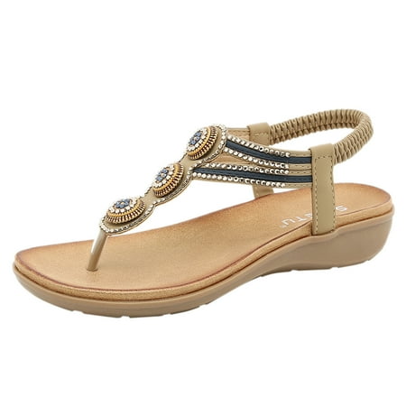

Sandals For Womens Bohemian Shoes Elastic Strap Roman Wedges Sandals
