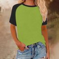 thumbnail image 2 of Timegard Plus Size Tops for Women Crewneck Drop Shoulder Color Block Casual Comfy Short Sleeve Tee Shirts, 2 of 5