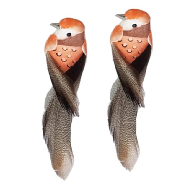 Decoración del hogar del jardín de los pájaros de la espuma de plumas artificiales de los colores 2pcs naranja Soledad Aves artesanales emplumadas