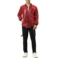 thumbnail image 2 of INSPIRE CHIC Men's Jackets Long Sleeve Zipper Glitter Bomber Jacket Coats 2XL Red, 2 of 6