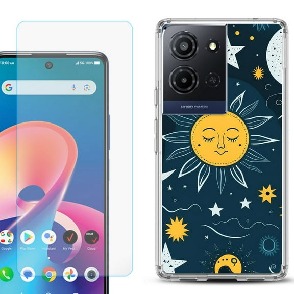 For TCL K32 5G Protective Shockproof Phone Case with Tempered Glass Screen Protector, by OneToughShield - Sun N Star