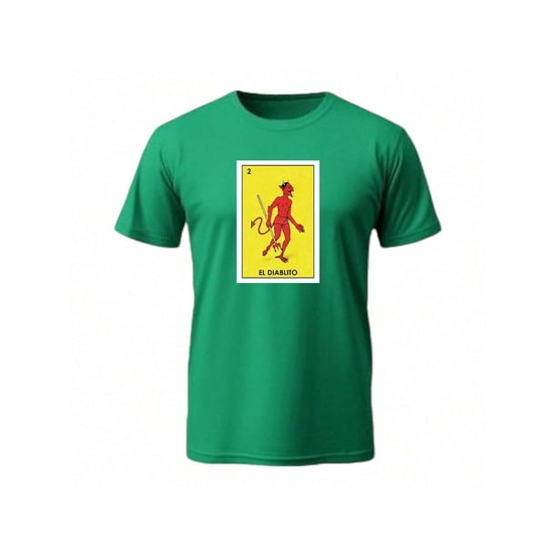 Playera Estampado De El Diablito Loteria Nacional Fiestas Patrias Septiembre Color Verde Talla Chica Marca Emil SaEs