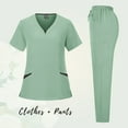 thumbnail image 2 of Womens Scrub Sets Plus Size Stretch V Neck Scrub Sets For Woman Lightweight Comfy Nurse Working Uniforms with Pocket, 2 of 3