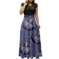 thumbnail image 2 of TIMIFIS Robe Longue Maxi d'Halloween pour Femmes Manches Courtes Col Rond Taille Haute Robe Longue Fluide Tendance Graphique Fête Automne/hiver, 2 of 5