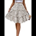 thumbnail image 1 of Falda de Mujer con Estampado Floral, Dobladillo con Volantes, Cintura Alta Elástica y Lazo Frontal. S, 1 of 5