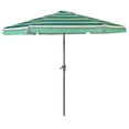 thumbnail image 3 of CorLiving 10ft Large Tilting Round Striped Market Patio Umbrella with Side Flaps and Steel Frame, Green/Blue/Off-White, 3 of 10