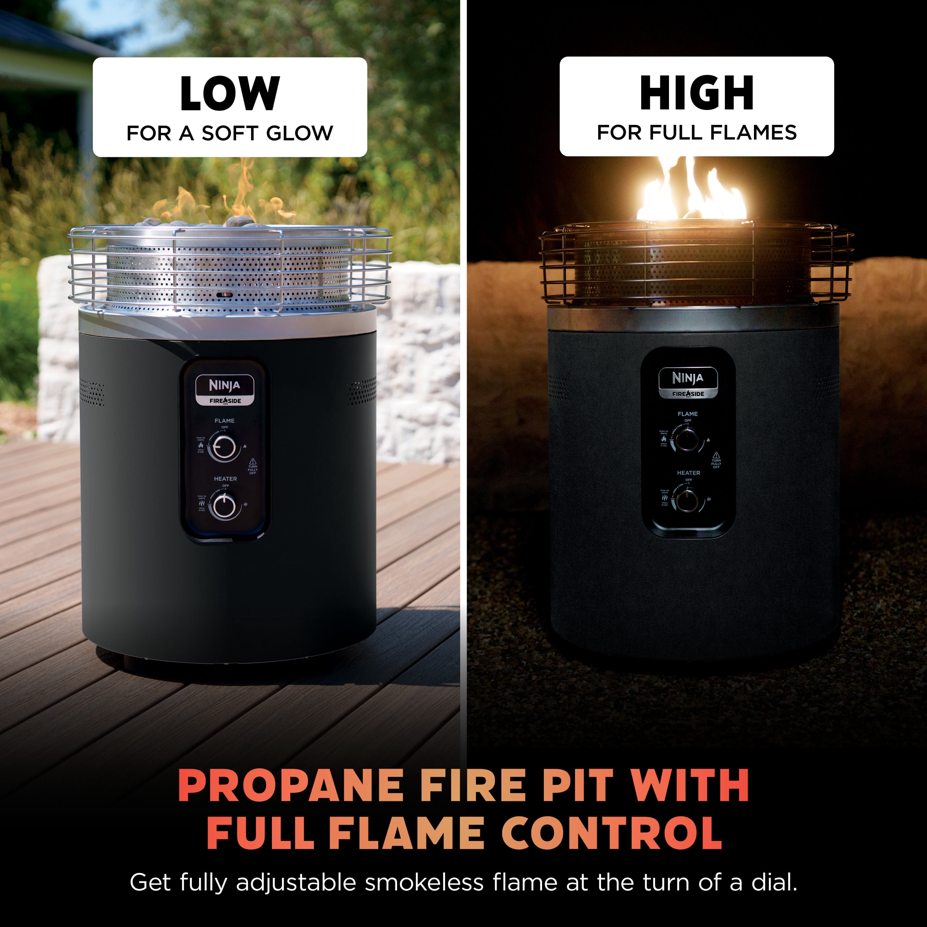 Ninja Fireside360 Outdoor Heater & Fire Pit, Black