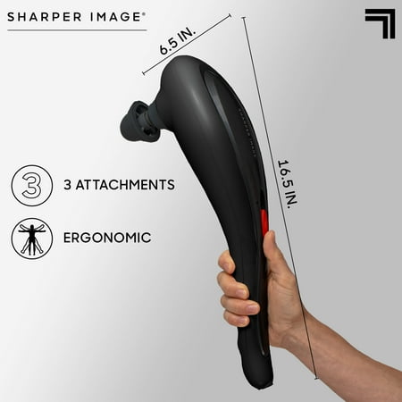 Sharper Image Personal Deep-Tissue Massager for Neck and Back, 3 Swappable Heads, Kneading and Soothing Heat