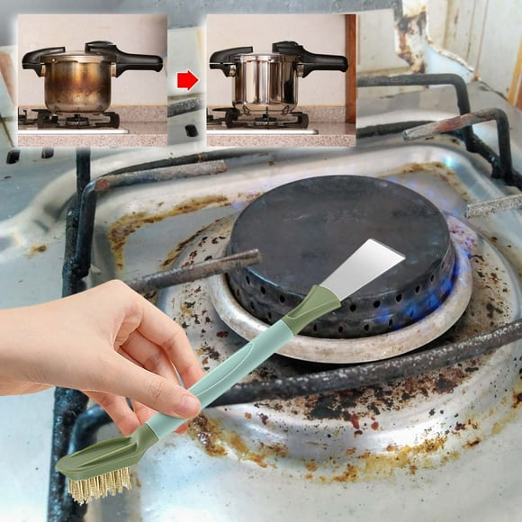 Cagogo under $5 Cleaning Brush, Double Headed Stove Cleaner, Stainless Steel Scraper Brush, Range Hood Descaling Tool, Kitchen Oil Stain Remover, Multi-Functional Cleaning Brush