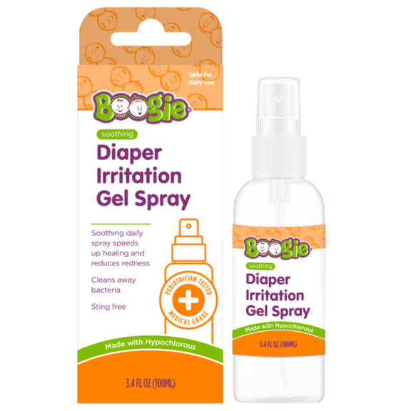 Boogie Soothing Diaper Irritation Gel Spray for Rashes, Eczema, Baby Acne, and Cuts, 3.4 fl oz