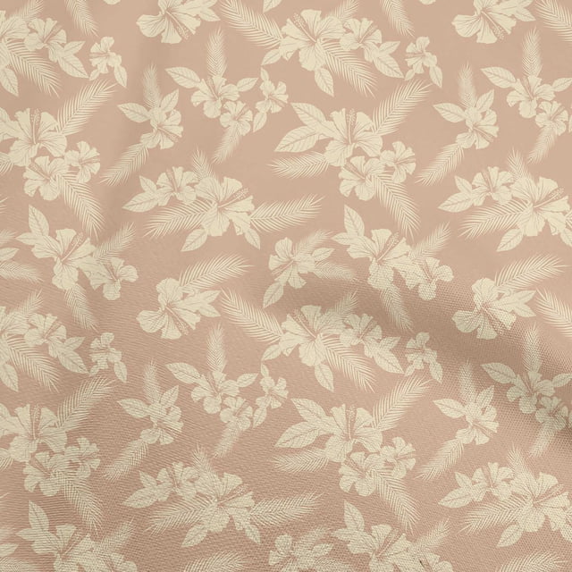 oneOone Rayon Light Beige Fabric Tropical Sewing Material Print Fabric By The Yard 56 Inch Wide
