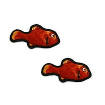 Tuffy Ocean Creature Jr Fish Red Durable Plush Squeaky Dog Toy, 2 Pack