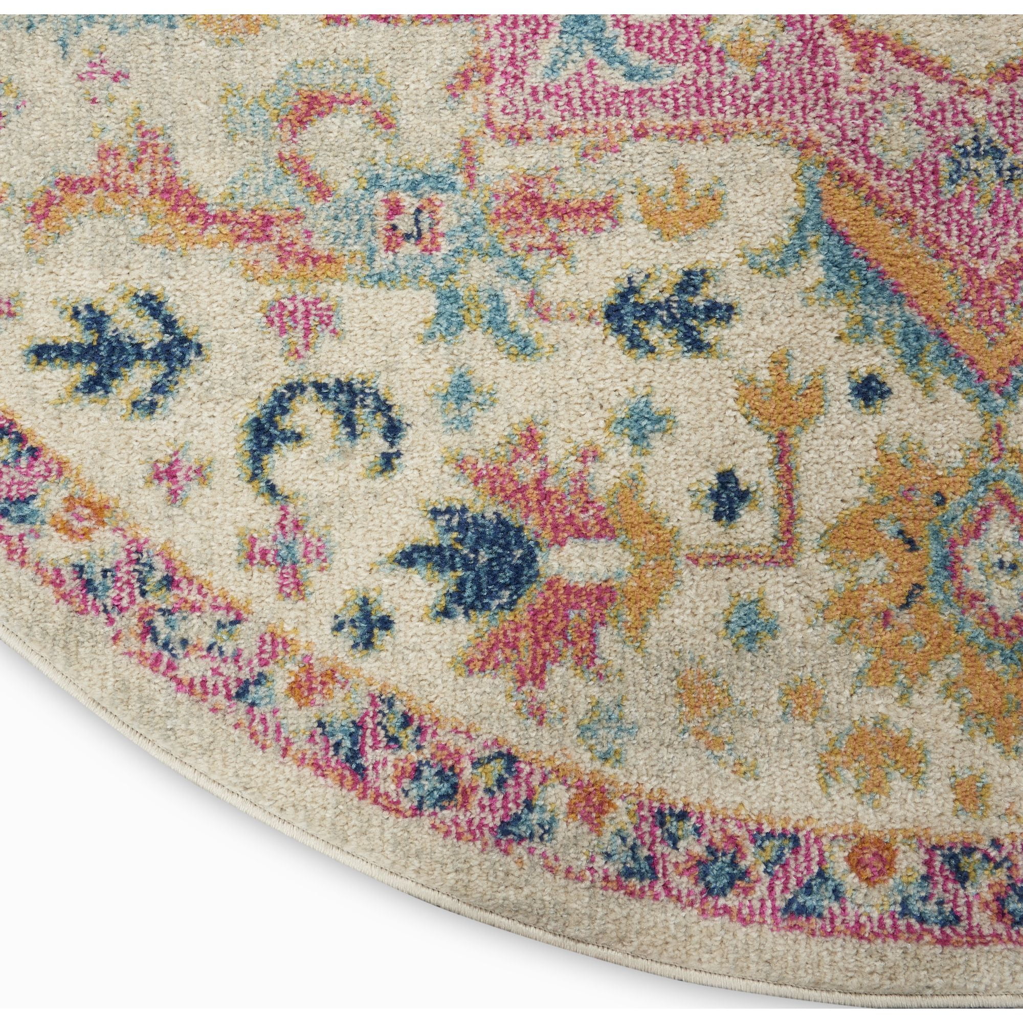 Nourison Passion Bohemian Ivory/Pink 4' x ROUND Area Rug, (4 Round)