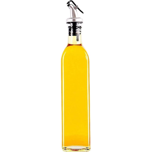 Dispensador de aceite, botella de aceite de oliva, botella dispensadora de aceite de oliva de vidrio de 17 oz, juego de vinagrera de aceite de cocina y vinagre para cocina, juego de vertido de aceite