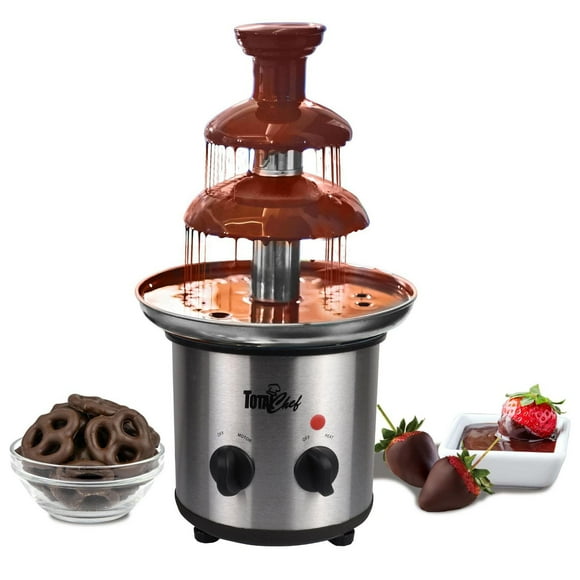 Total Chef 3-Tier Chocolate Fondue Fountain, Party-Perfect Fountain for Dipping Chocolate, Fruit & Treats