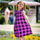 thumbnail image 5 of Balery Purple Black Buffalo Plaid Camisón de princesa para niñas, pijama de algodón con mangas abullonadas, suave y bonito.-Small, 5 of 6