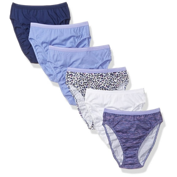 Fruit Of The Loom Women's 6 Pack Cotton Hi-Cut Panties, Assorted Color 2, 9
