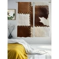 thumbnail image 2 of Cow Cowhide Sheer Curtains 72 inches Long 2 Panels Set Abstract Brown Seam Leather Sheer Window Curtain Rod Pocket Voile Drapes for Living Room/Bedroom, Each 52" W x 72" L, 2 of 7