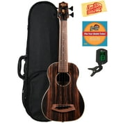 Kala UBASS-EBY-FL Striped Ebony Fretless Acoustic-Electric U-Bass Ukulele Bundle with Hard Case, Tuner, Austin Bazaar Instructional DVD, and Polishing Cloth