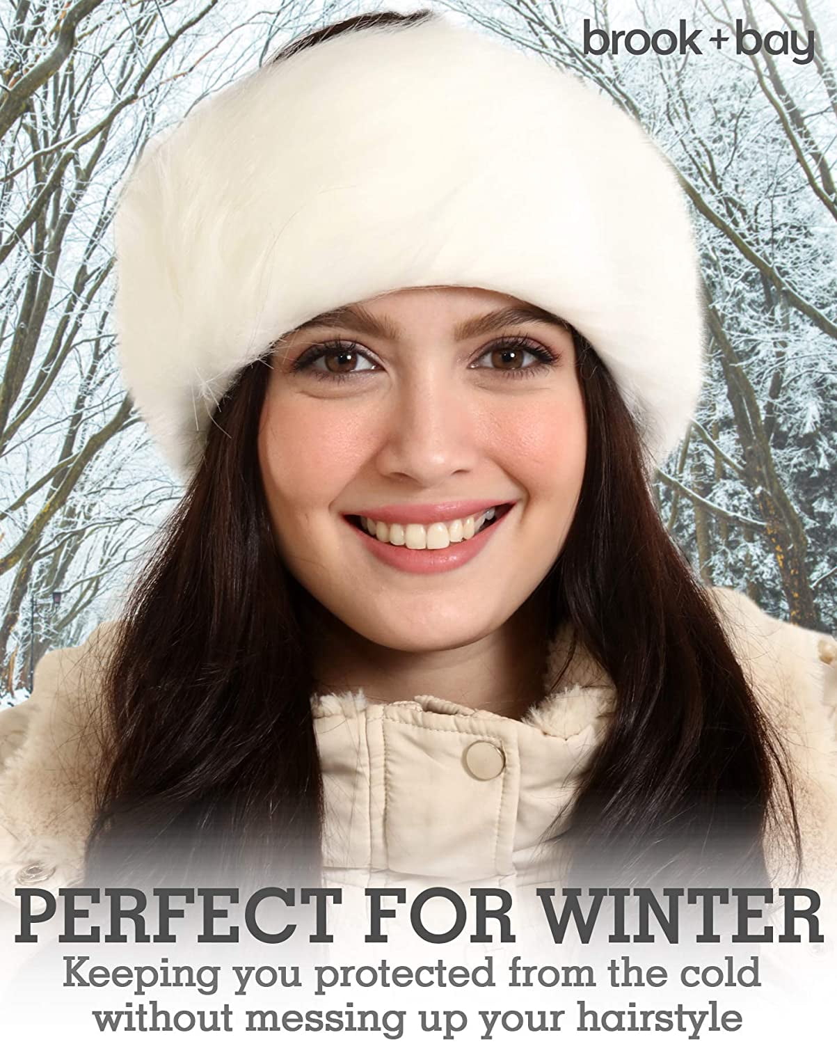Faux Fur Headband Winter Earwarmer Stretch Earmuff Polar Fleece Lined Amazon.com: Faux Fur Headband with Elastic for Women main image 3
