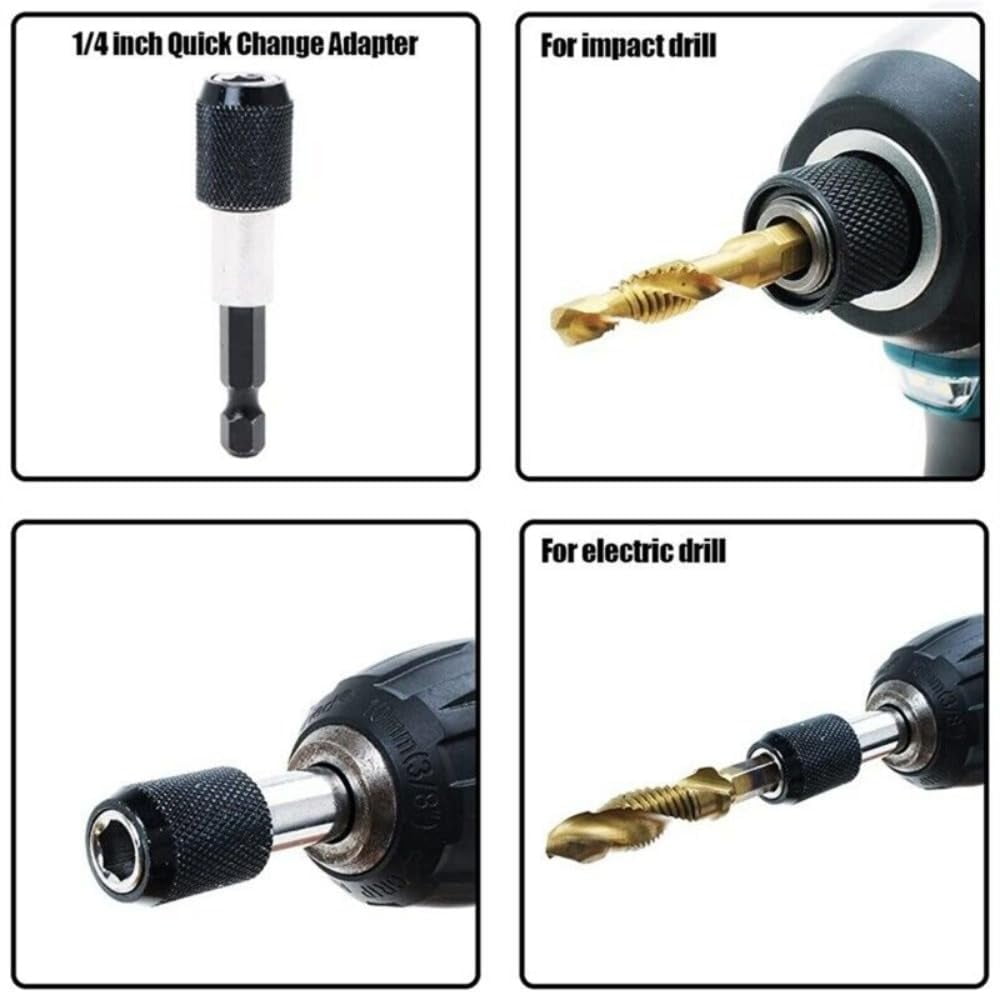 13 Pcs SAE/Metric Combination Drill Tap Bit Set Hex Shank Drill Bits Screw Tapping Bit Tool For Drilling Tapping Countersinking