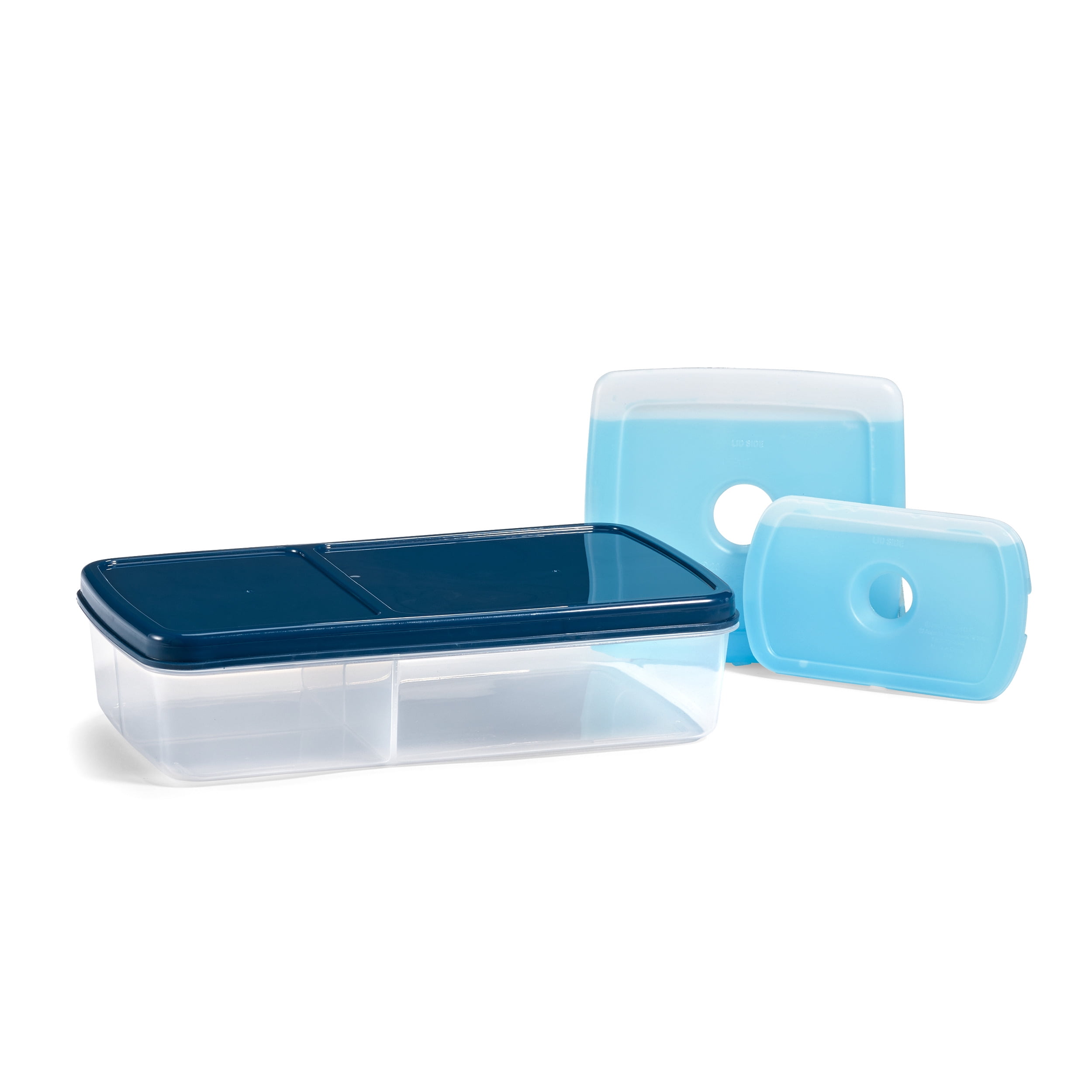 L.O.T.G. Three-Compartment BPA-Free Plastic Lunch Box with 2 Slim Ice Packs