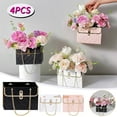 thumbnail image 4 of JeashCHAT 4 Pcs Flower Paper Gift Bag with Metal Chain, New Bouquet Storage Bucket, Florist Handbag Gift Bag for Wedding Party Birthday Valentine's Day Mother's Day Gift Wrap Supplies, Pink, 4 of 5