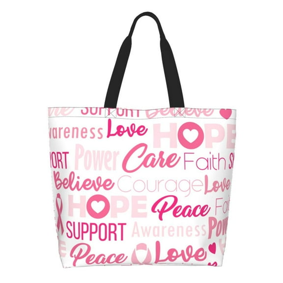 Disketp Breast Cancer Pink Ribbons Awareness (2) Tote Bag for Women, Handbag Shoulder Tote Bag, for Shopping and Travel
