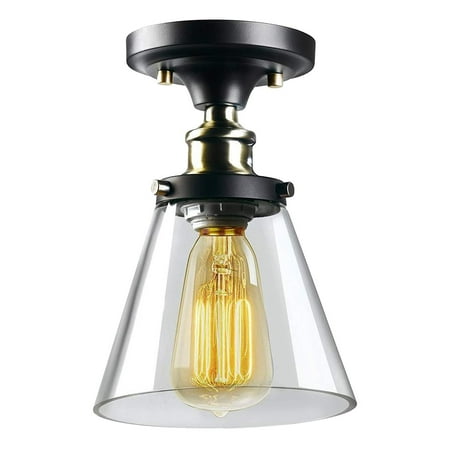 Temp Glass - SereneLife AZSLLMP3106 Temp Compact Ceiling Light/Lamp Light Fixture Glass Lighting Accent Semi Flush-Mount