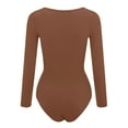 thumbnail image 4 of UAYOTSE Women's Long Sleeve Turtle Neck Bodysuits Tops Going Out Body Suits for Women Fashion Basic Leotards Jumpsuit,S Brown, 4 of 6