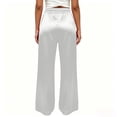 thumbnail image 6 of yeiolnoer Satin Pants for Women Loose Fit Wide Leg Trousers Lightweight Drawstring High Waisted Pants Trendy Clothes, 6 of 7