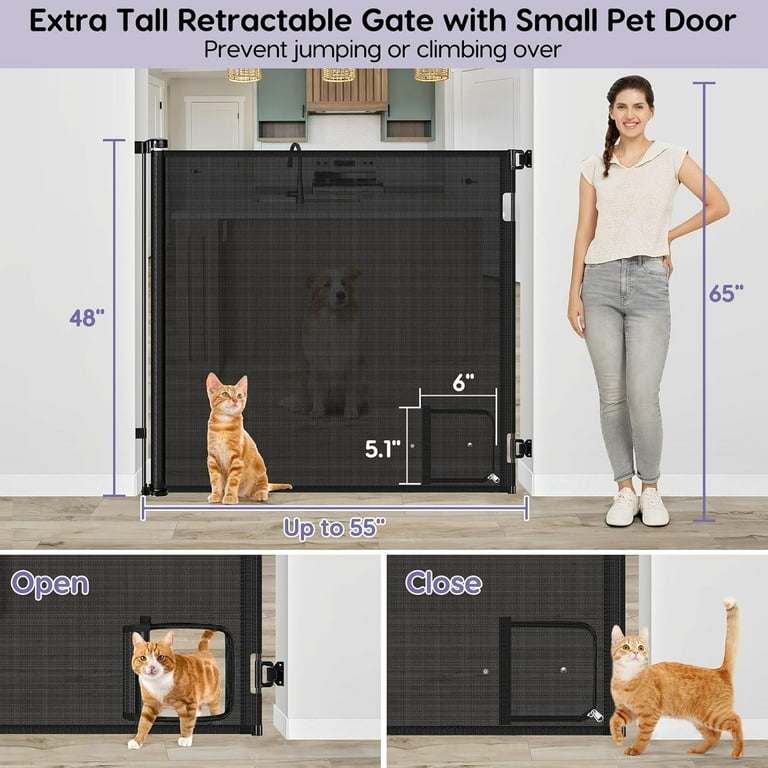 48 Inch Extra Tall Pet Gate for Cats No Jumping Over, 55