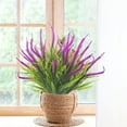 thumbnail image 2 of 10 Bundles Artificial Plants Outdoor Fake Grass with Flowers UV Resistant Greenery Garden Porch Window Box Decorating (White), 2 of 5