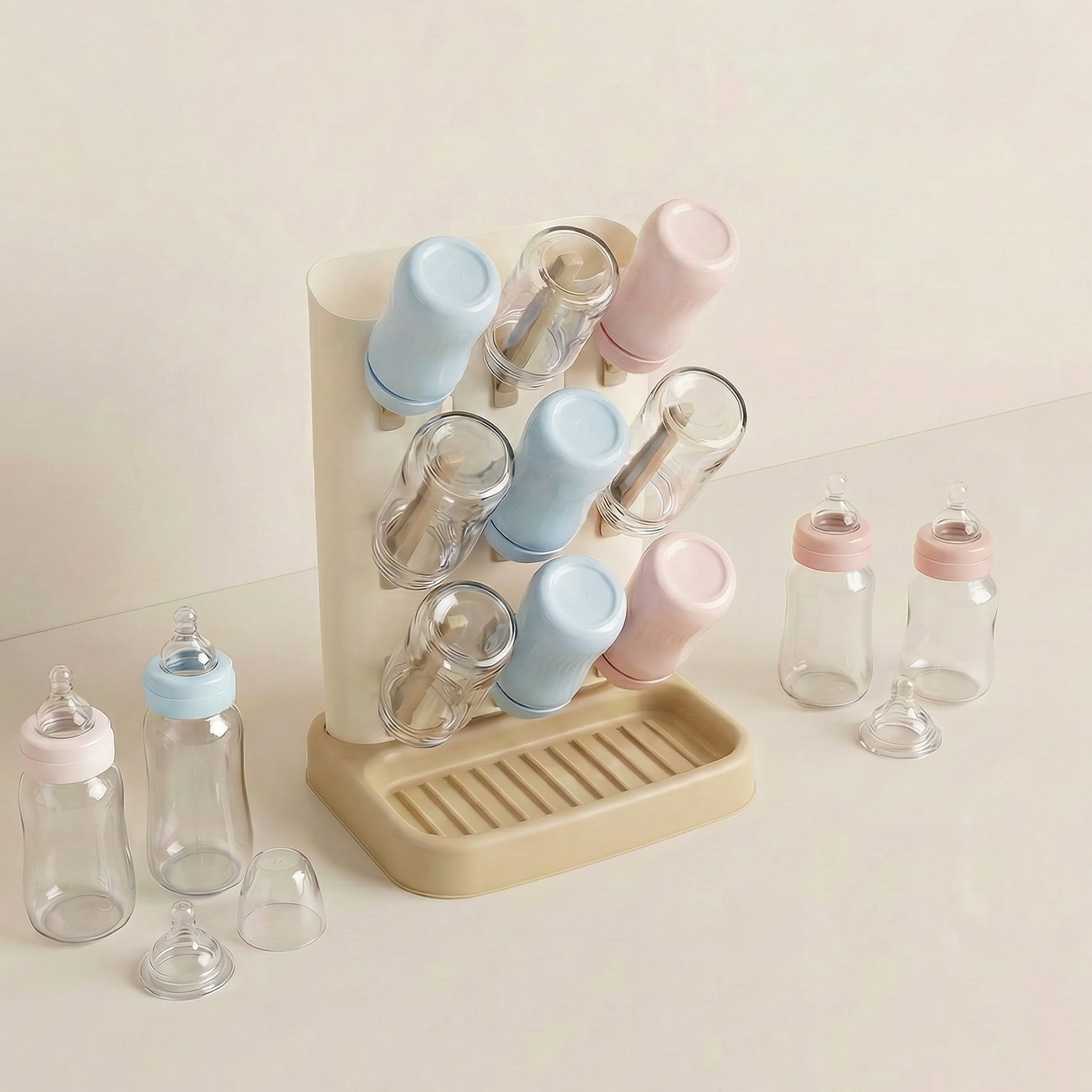 Bottle Drying Rack with 20 Hooks Space Saving Kitchen Bottles Rack Dryer Vertical Bottle Holder Organizer for Countertop Storage Accessories