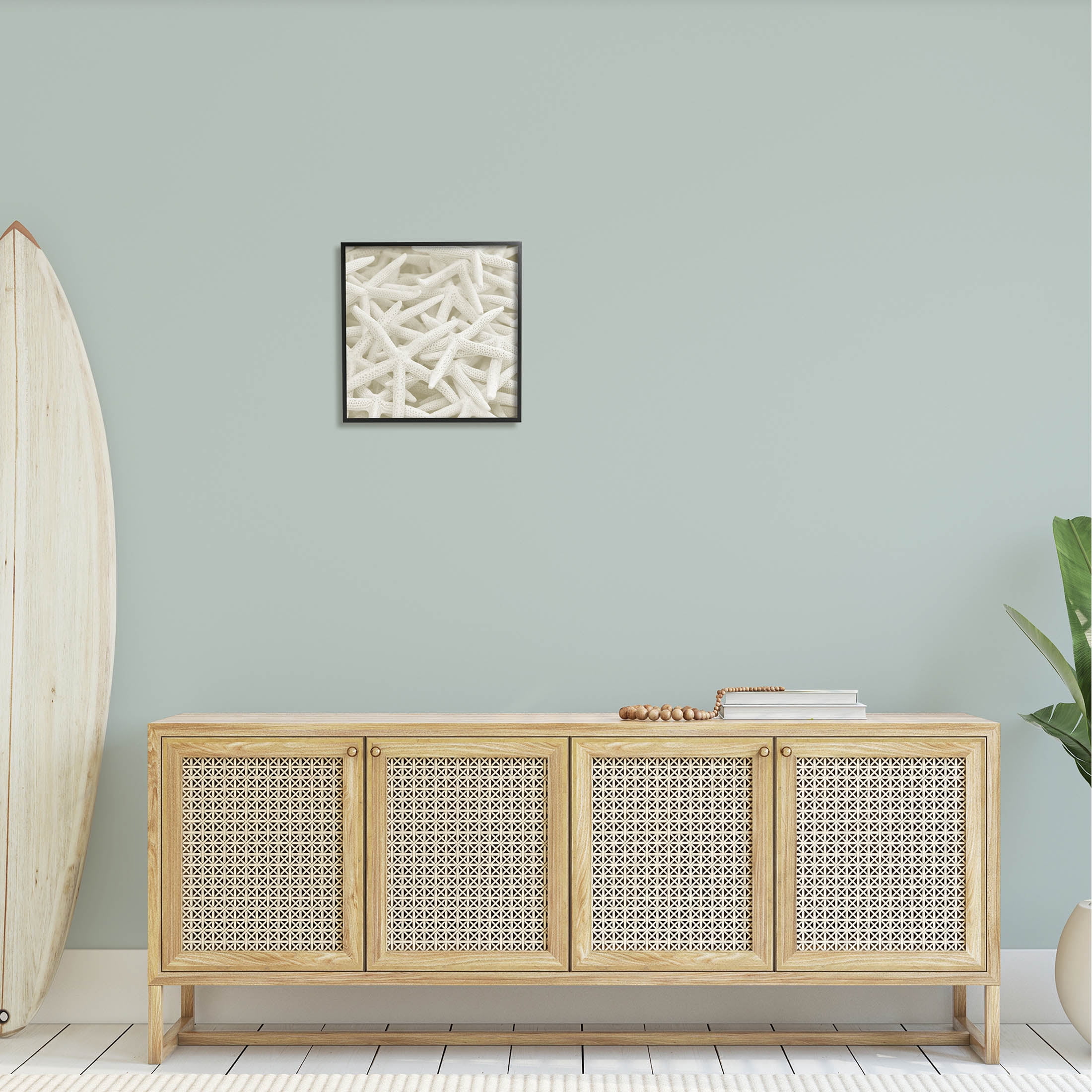 Nautical White Starfish Photography Coastal Photograph Black Framed Art Print Wall Art