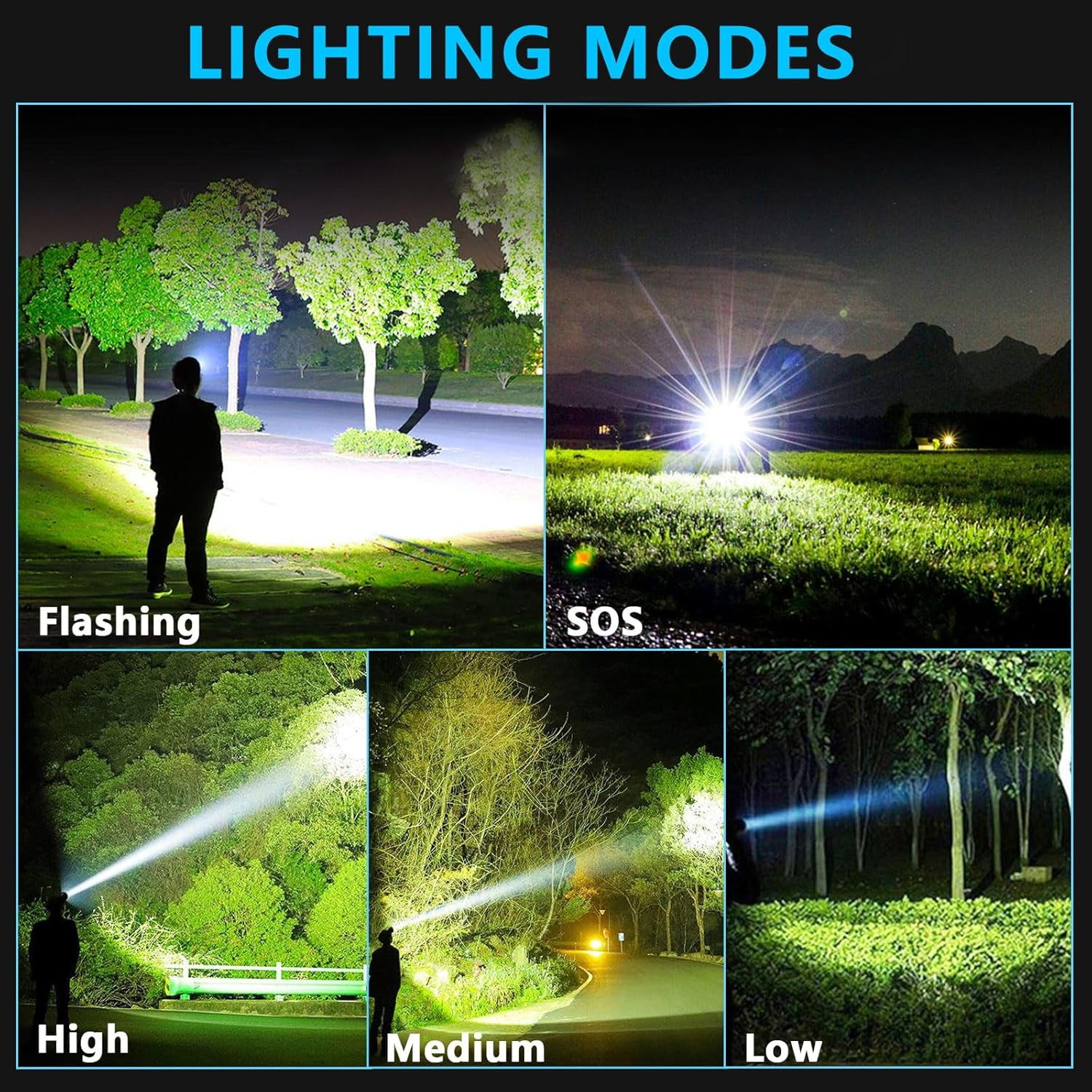 LED Headlamp Rechargeable, 9000mAh Long Battery Head Lamp with 12 Modes, IPX7 Waterproof USB Rechargeable Headlight, Zoomable Headlamp for Adults, 90° Adjustable for Camping Hunting Climbing