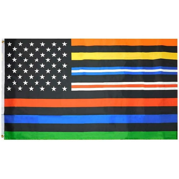 USA Multi Thin Line 3x5 Polyester Flag (FI)
