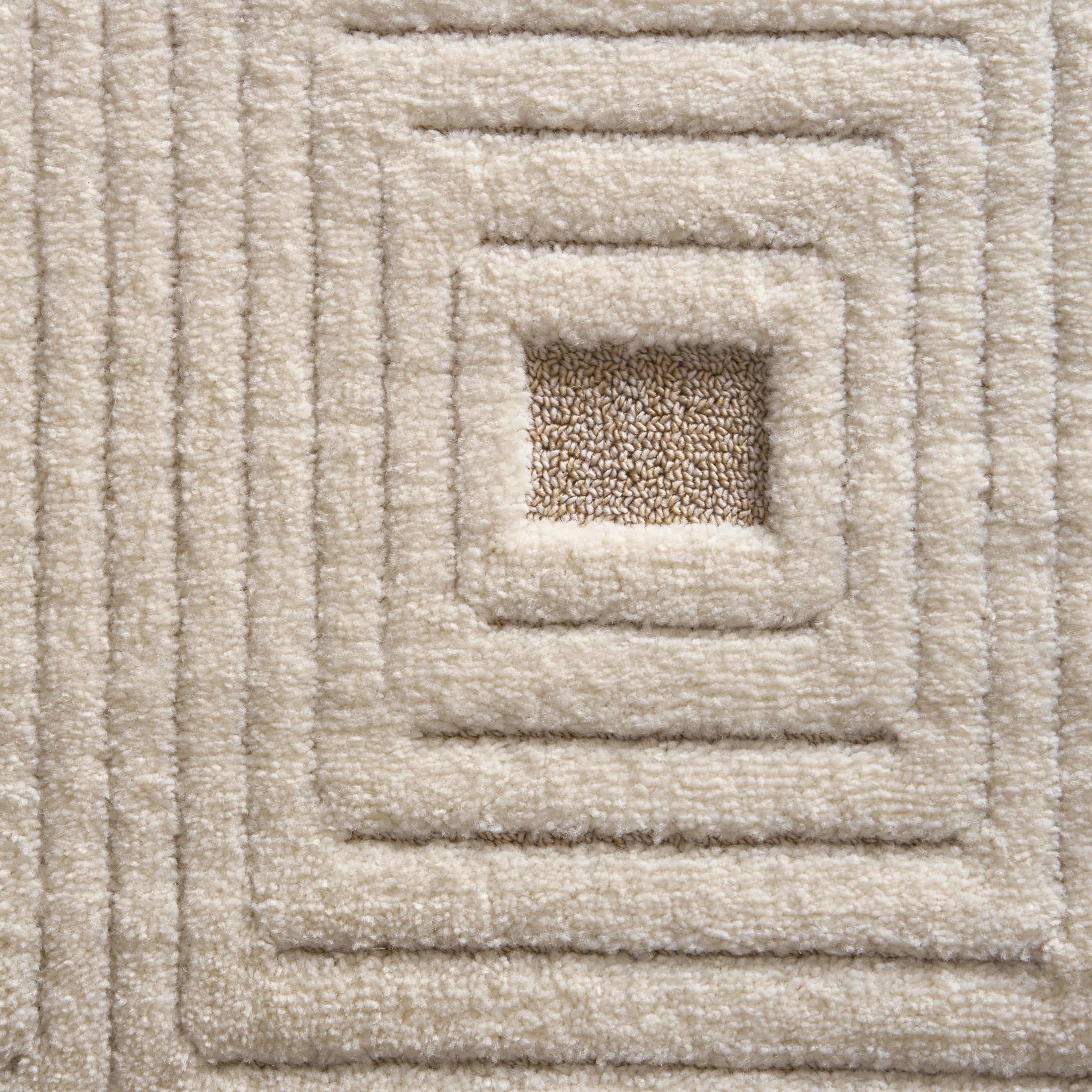 Better Homes & Gardens Tan/White Linear Square Geo High-Low Indoor Rug Runner, 2.5' x 7'